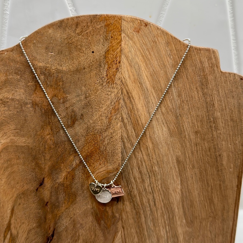American Eagle Love Peace Believe Necklace